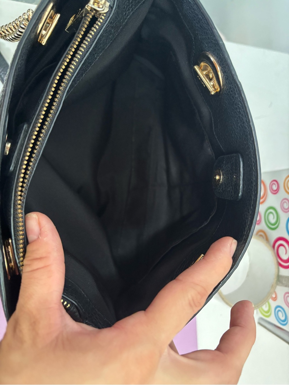 Coach Brooke Chain Carryall Black Pebble Leather (F37796) - Picture 14 of 16